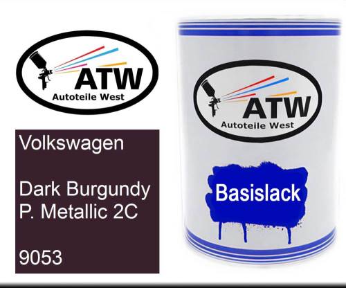 Volkswagen, Dark Burgundy P. Metallic 2C, 9053: 500ml Lackdose, von ATW Autoteile West.